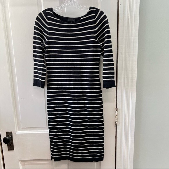 The Limited black and white striped classy long sleeve wool dress women's xs - Picture 1 of 5